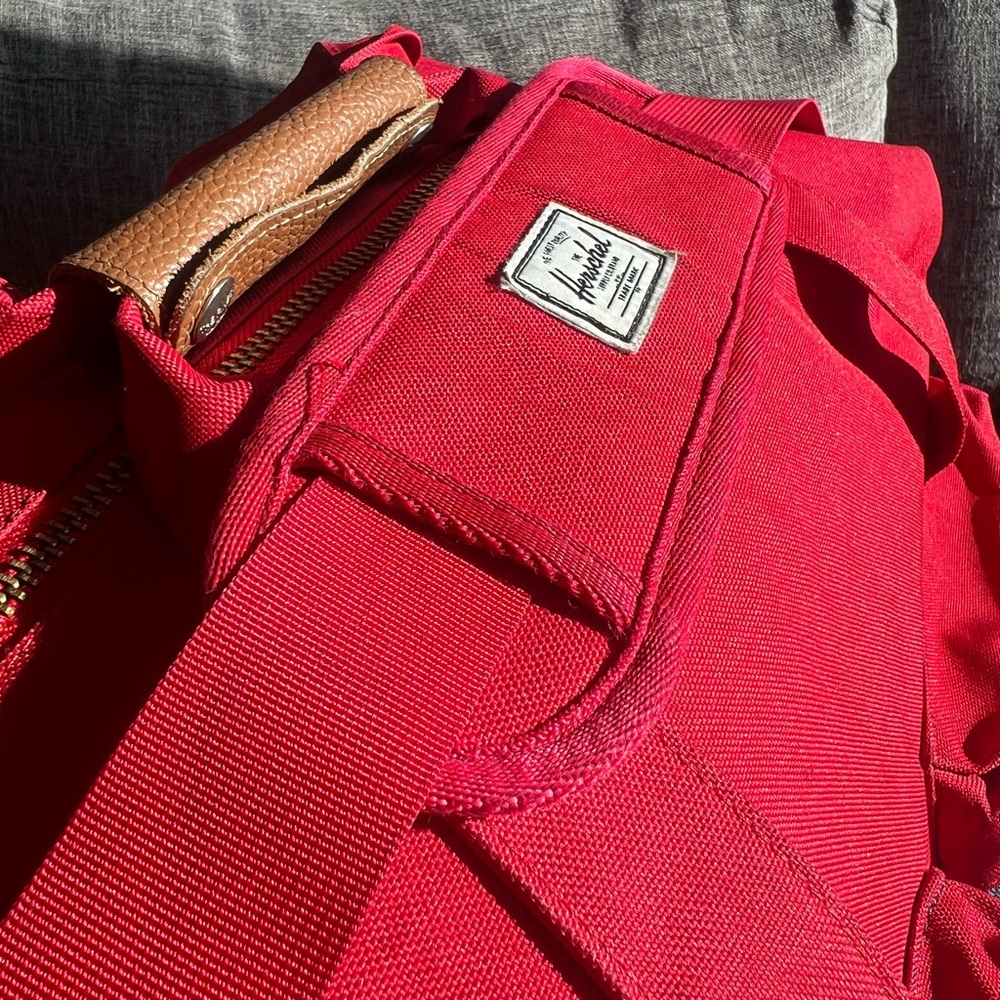 Red Backpack With Striped Interior - image 3
